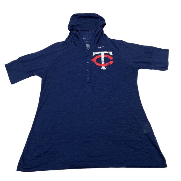 Minnesota Twins Hoodie Girls XL (16-18) Blue Nike Logo MLB Baseball Short Sleeve - Picture 10 of 13